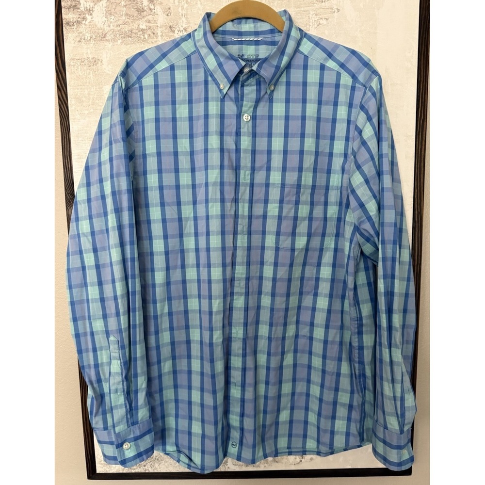 Vineyard Vines Shirt Mens  OTG Brrr On The Go Performance Stretch Blue Plaid MED